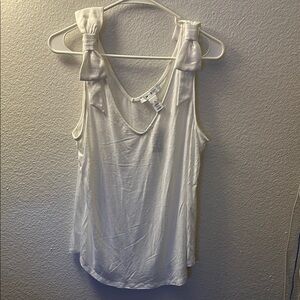 White House Black Market Silver Sleeveless Tie Front Tank Top